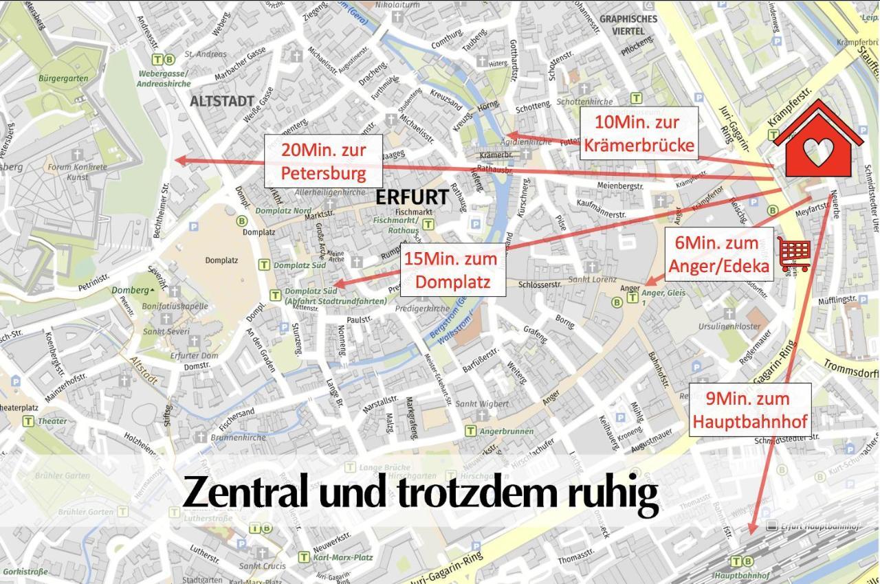 Helle 72Qm Maisonette Wohnung Im Herzen Erfurts Mit Kingsize Bett, Smart-Tv, Etc Екстериор снимка
